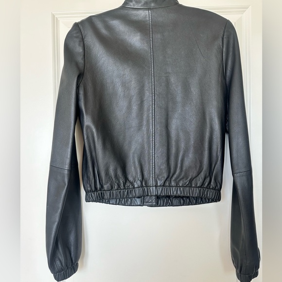 BCBG MAXAZRIA 100% Leather Motorcycle Jacket with silver zippers - Picture 6 of 10